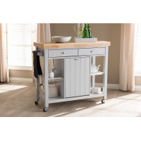 Baxton Studio RT372-OCC Hayward Coastal and Farmhouse Light Grey Wood Kitchen Cart